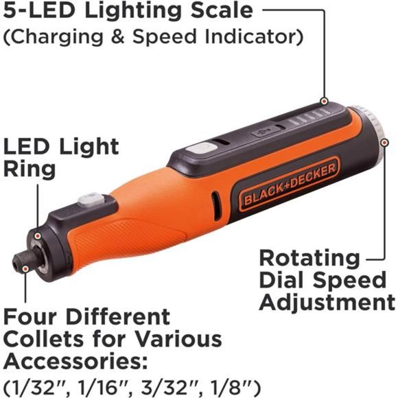 BLACK+DECKER 8V MAX* Rotary Tool with Accessory Kit, 35-Pieces - Picture 3 of 6